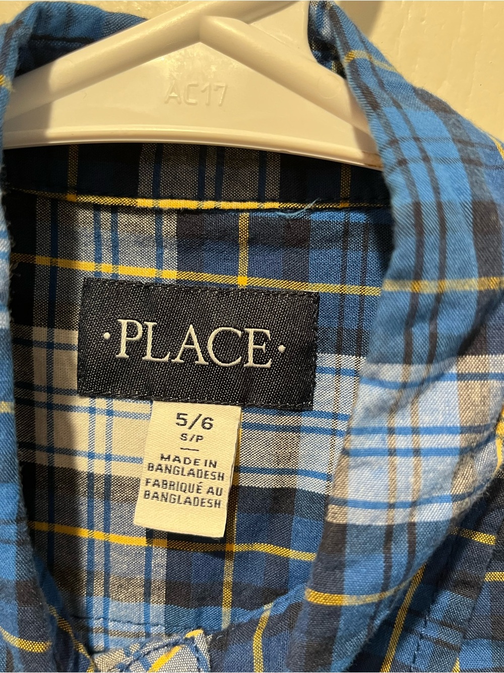 Place Boys Blue and Yellow Plaid Button-Down Shirt